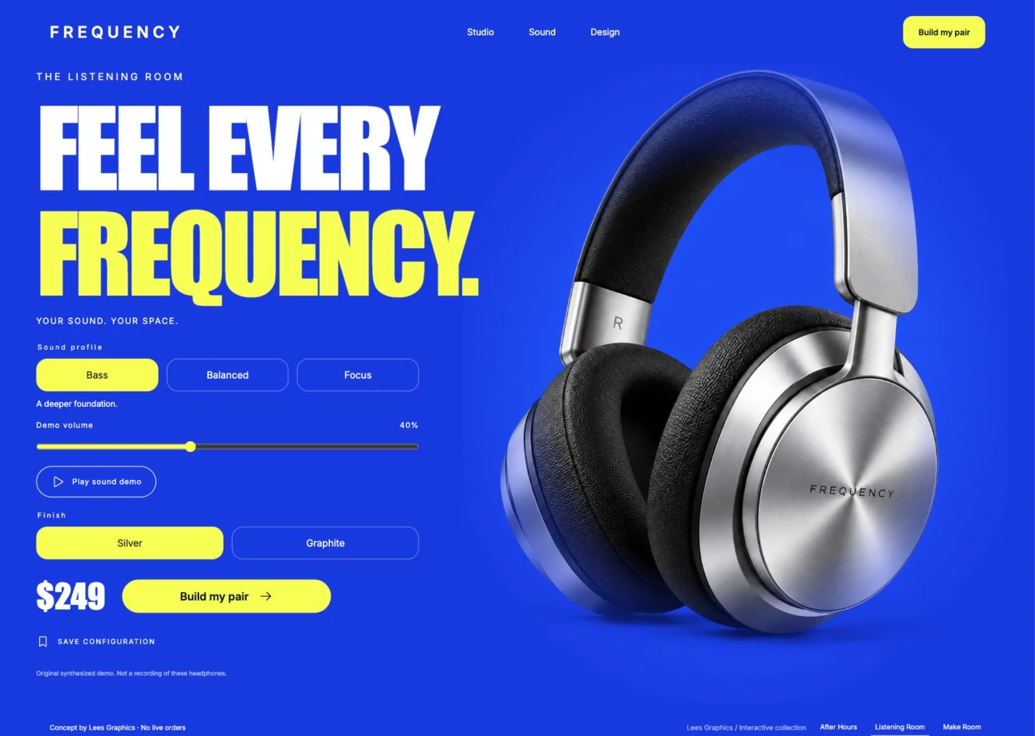 FREQUENCY — Interactive Headphone Product Experience desktop preview