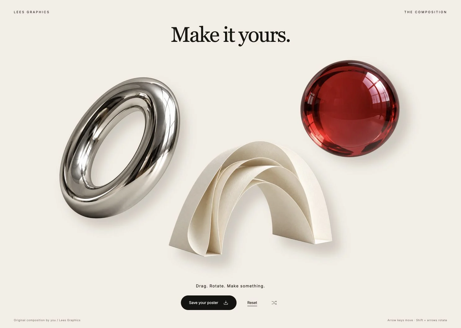 THE COMPOSITION — Interactive Poster Design Experience desktop preview