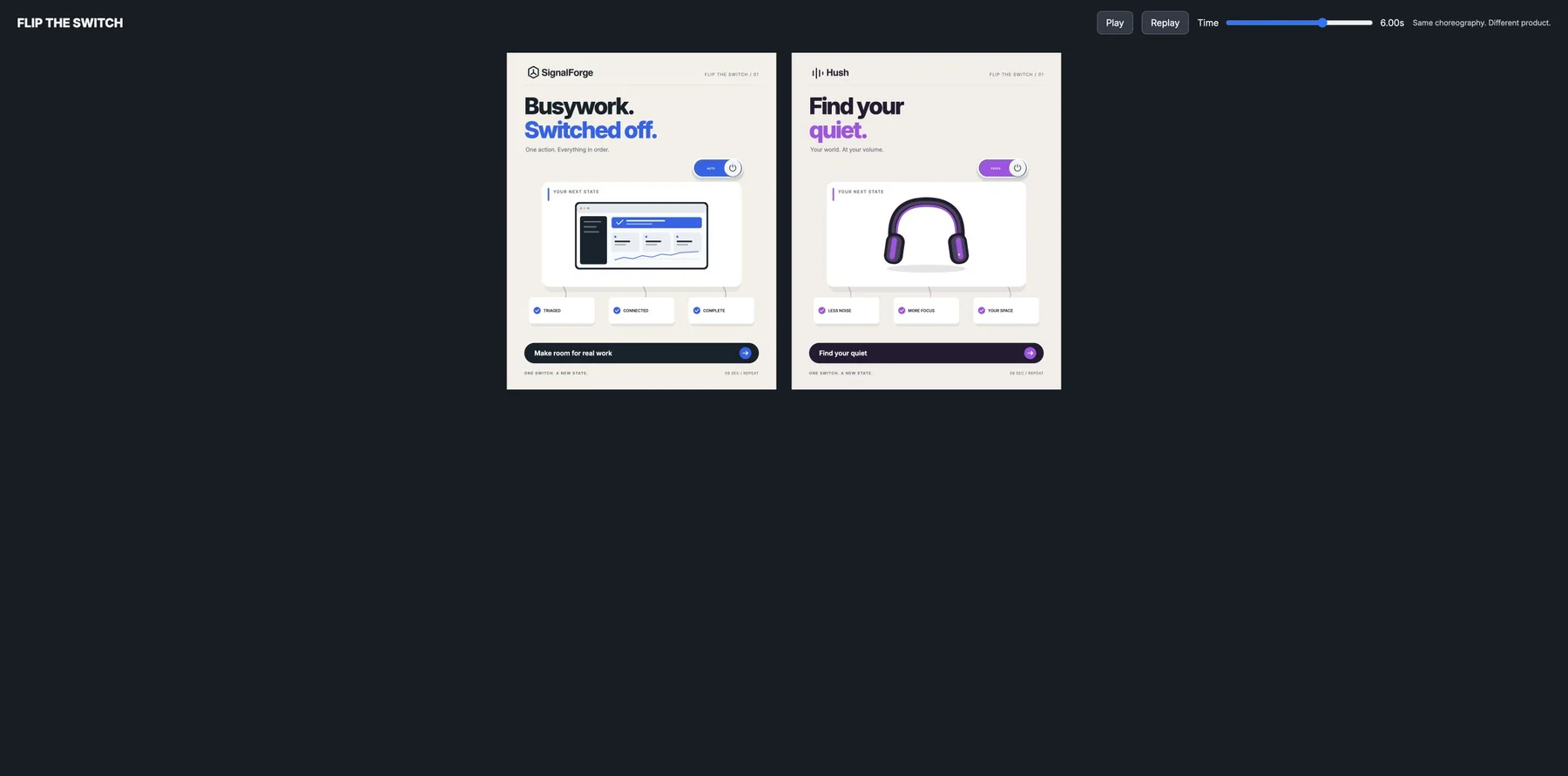 FLIP THE SWITCH — Brandable Motion desktop preview