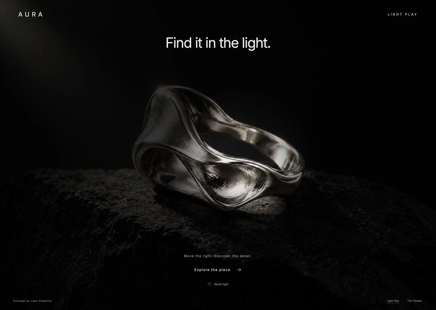 AURA — Interactive Jewelry Website & Light Reveal desktop preview
