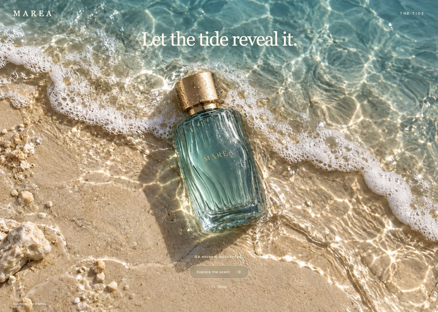 MAREA — Interactive Skincare Website Reveal desktop preview
