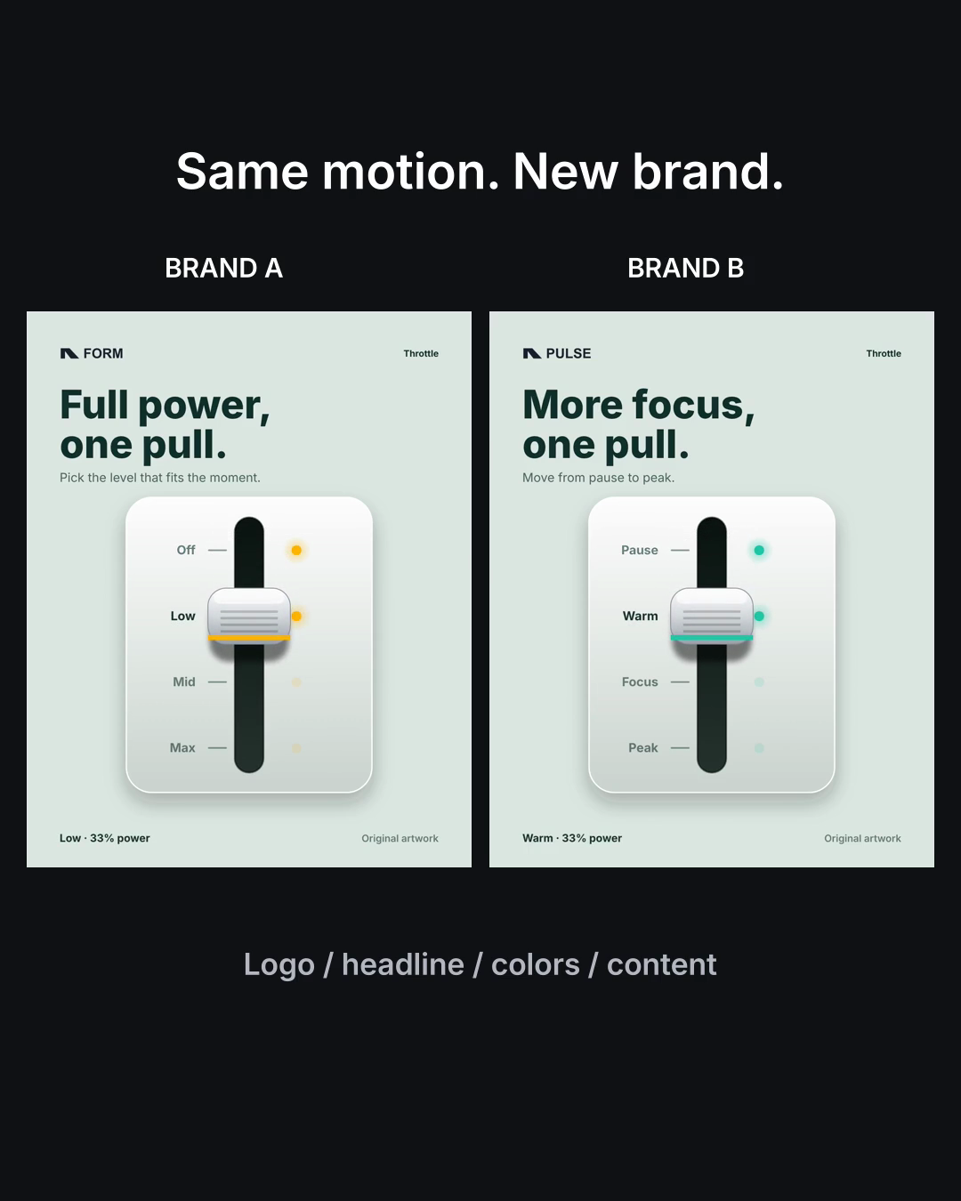 Full power, one pull in two contrasting brand versions